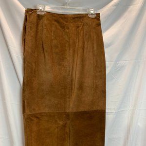 Ann Taylor Camel Color Suede Long Pencil Skirt Size 12